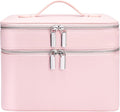 idoltimes Makeup Case, Large Capacity Waterproof Double Layer Cosmetic Bag with Removable Divider, Double Compartment Brush Organizer, Multi-functional Travel Organizer