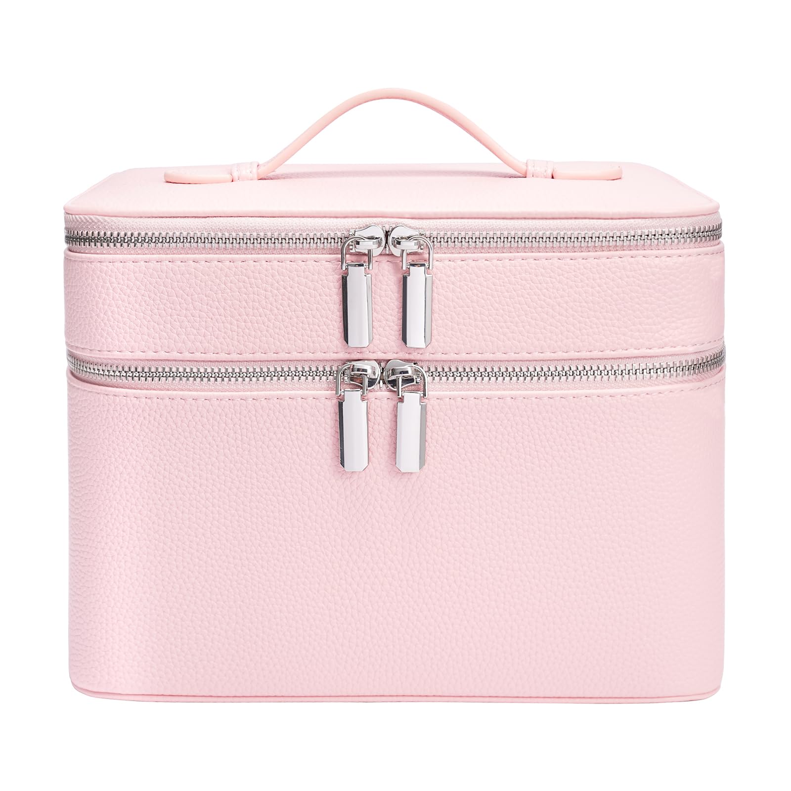 idoltimes Makeup Case, Large Capacity Waterproof Double Layer Cosmetic Bag with Removable Divider, Double Compartment Brush Organizer, Multi-functional Travel Organizer