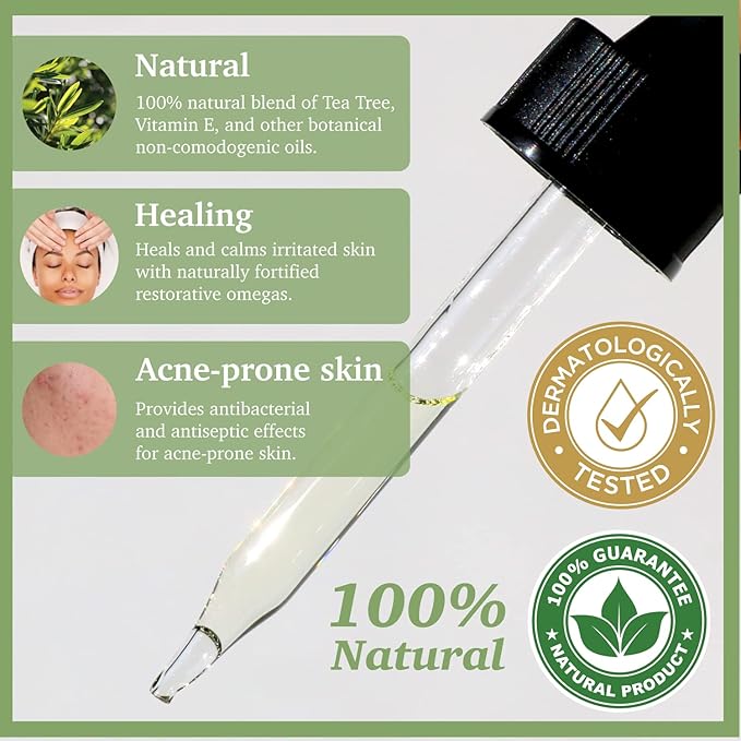 Purifect Tea Tree Oil Facial Serum for Skin - Tea Tree Essential Oil Serum for Face, Skin Clarity Support, Vitamin E for Antioxidant Support, Vegan Skincare, Cruelty Free - 1 fl oz
