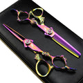 ROCOCO 6 Inch Hand Sharpened Hair Cutting Scissors Set with Case - Rainbow