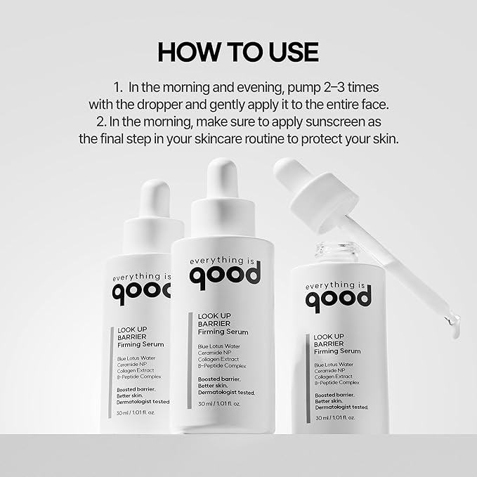 everything is good LOOK UP BARRIER Firming Serum for Face, Wrinkle & Elasticity Care, Peptide, Collagen & Ceramide, Hydrating Korean Skincare