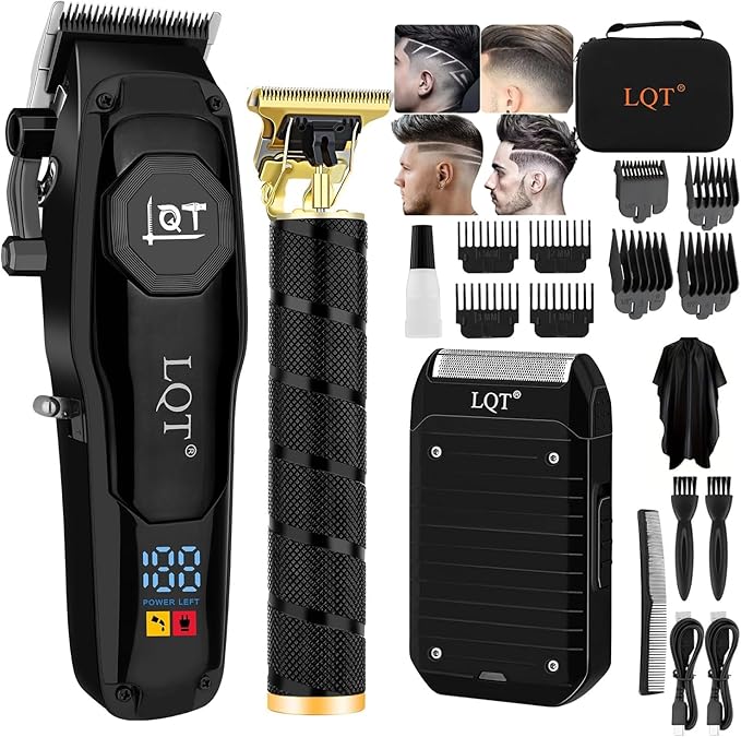LQT Professional Hair Clippers for Men,Professional Barber Clippers and Trimmer Set,Mens Cordless Clipper, Electric Hair Cut Machines,Cordless Mens Grooming Kit for Face, Hair, Gifts