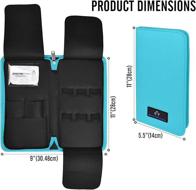 Shears Professional Leather 5 Scissor & Shear Storage Case for Hairstylist - Hairdresser -Scissor Holder Perfect for home-saloon use (TURQUOISE)
