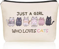 Girlly Cat Mom Makeup Bag For Women & Teen Girl Cat Lover Gifts: Cosmetic Bag & Toiletry Pouch Just A Girl Who Love Cats Themd For Mom, Daughters, Friends.Ideal Gifts For Travel, Birthdays.
