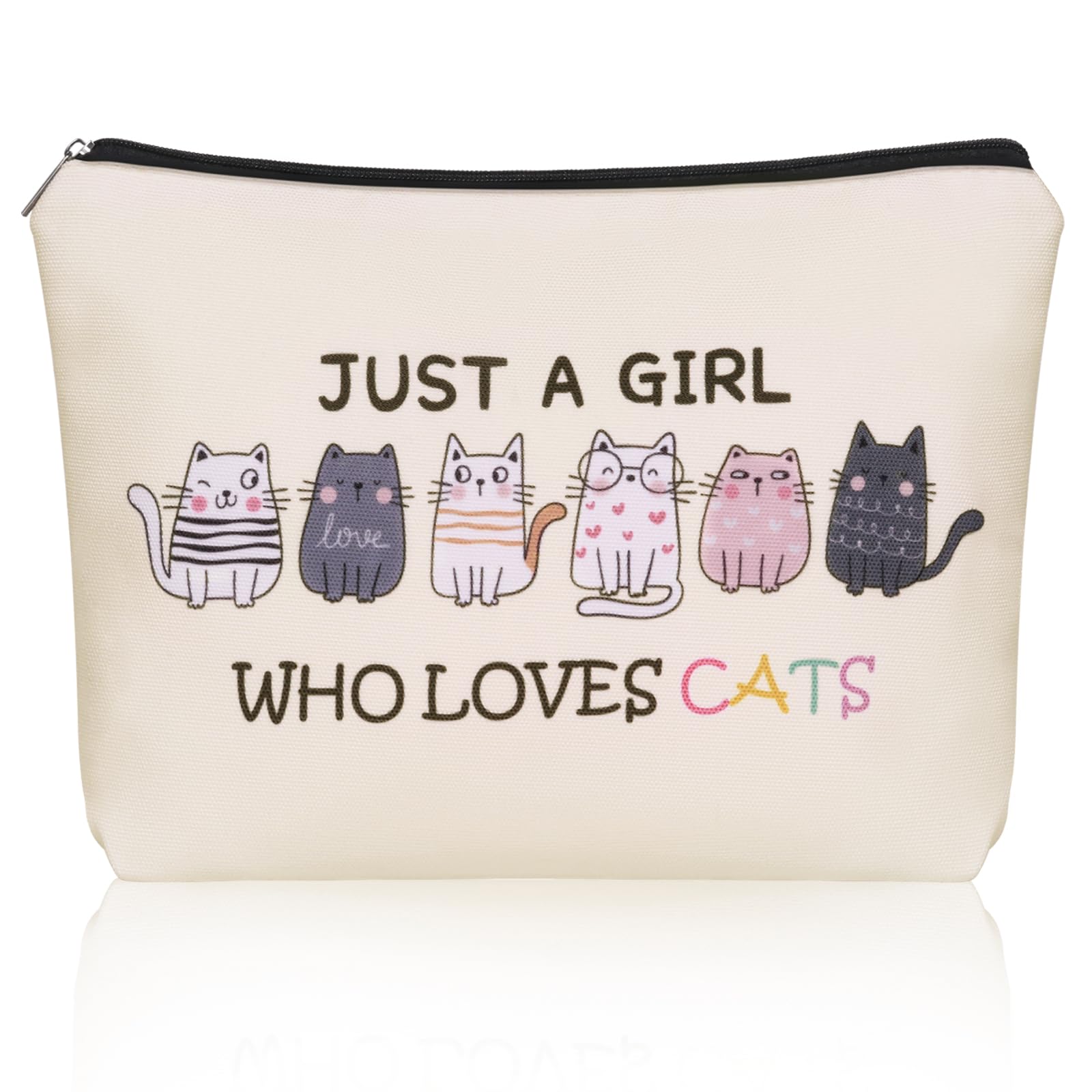 Girlly Cat Mom Makeup Bag For Women & Teen Girl Cat Lover Gifts: Cosmetic Bag & Toiletry Pouch Just A Girl Who Love Cats Themd For Mom, Daughters, Friends.Ideal Gifts For Travel, Birthdays.