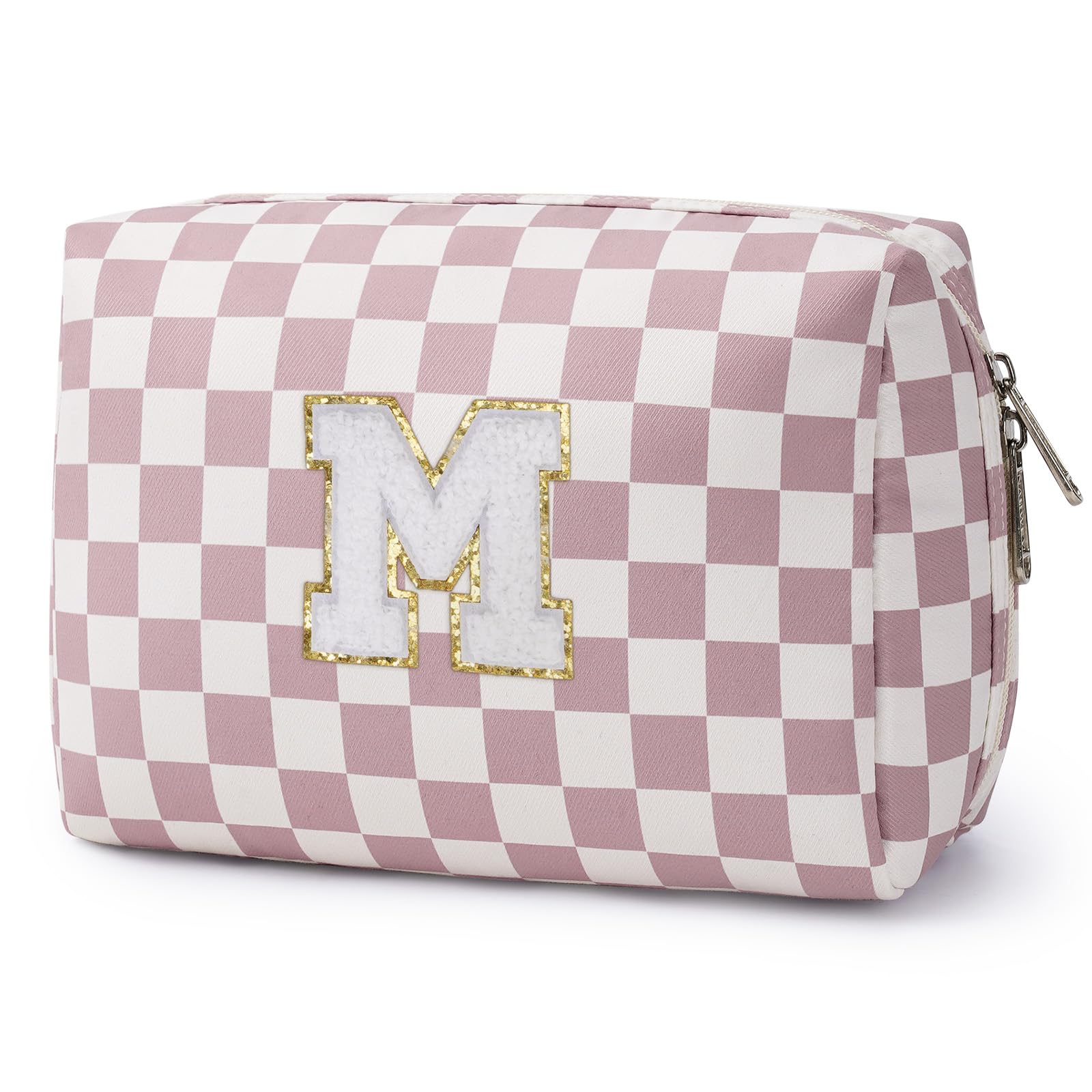 Narwey Graduation Gifts for Teen Girls Kids Tween, Initial Makeup Bag, Trendy Stuff 6-18 Years Old, Personalized Monogram Travel Cosmetic Bag, Birthday Teacher Bridesmaid Mom Gifts for Women (M)