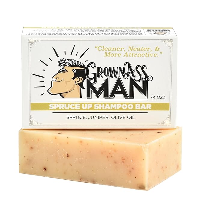 Grown Ass Man Co. - Solid Shampoo Bar Rich Lather 3 in 1: Hair, Beard & Body Wash - Plastic Free & Eco-Friendly, Natural & Organic Clean for All Hair Types