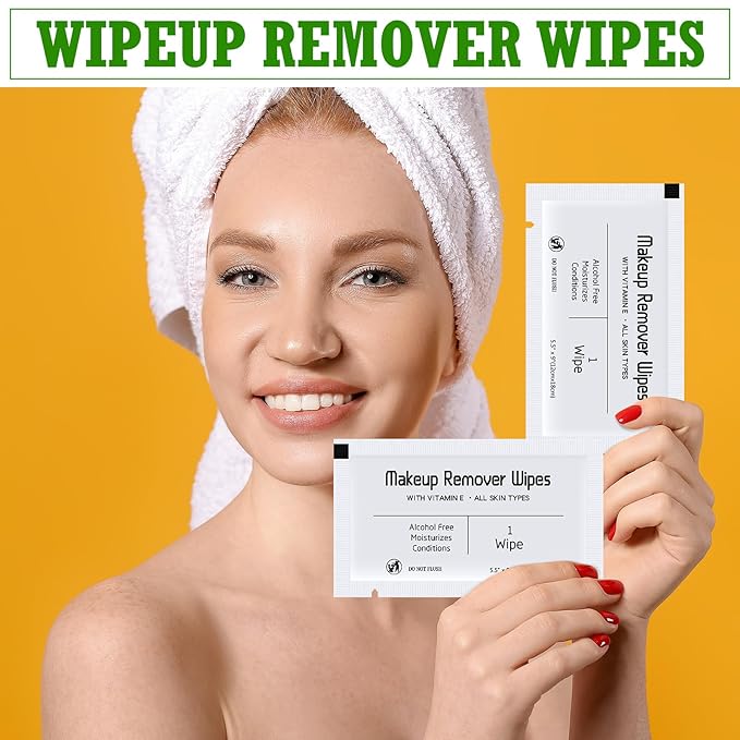 Swiffen 150 Pcs Makeup Remover Wipes Bulk Waterproof Makeup Wipes Individually Wrapped Face Wipes for Women Gentle Facial Cleansing Towelettes for Travel Hotel Skin Mascara Lipstick Oil Dirt (White)