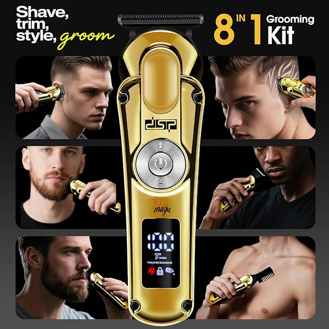 DSP 6-in-1 Grooming Kit for Men, Cordless Rechargeable Trimmer Set
