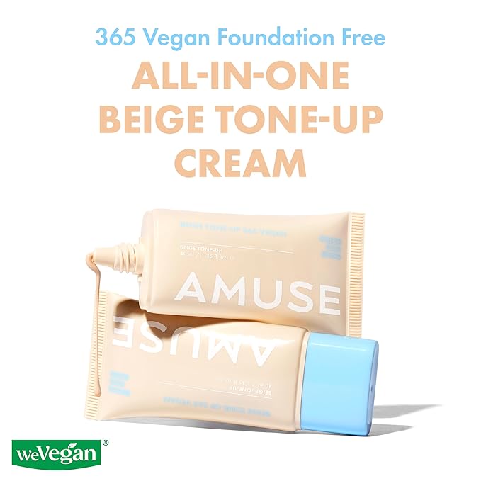 Amuse SEOUL 365 Vegan Beige tone Up Cream - Summer Foundation, Base-skip Tone Up, Beige Color, Natural Coverage, Lightweight, Non-Sticky Facial Lotion, Glow Finish (40ml)