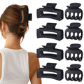 SMKSL Medium Hair Clips for Women 8 Pcs Small Claw for Thin and Thick Hair 2 Styles Clips for Hair Combination Rectangle Jaw Clips Hair Accessories for Women and Girls (Black)