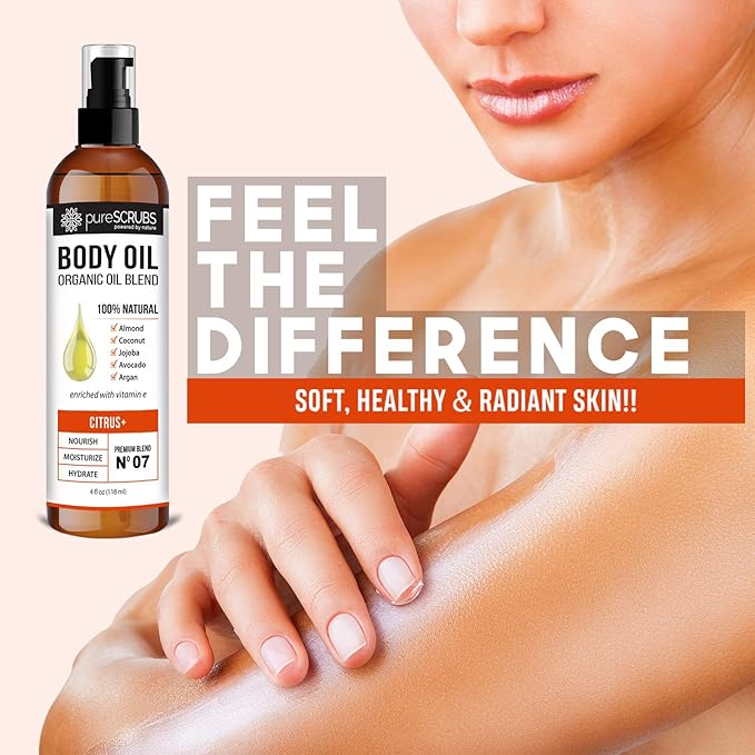 pureSCRUBS Ultra Moisturizing Citrus Body Oil for Dry Skin, 4 oz