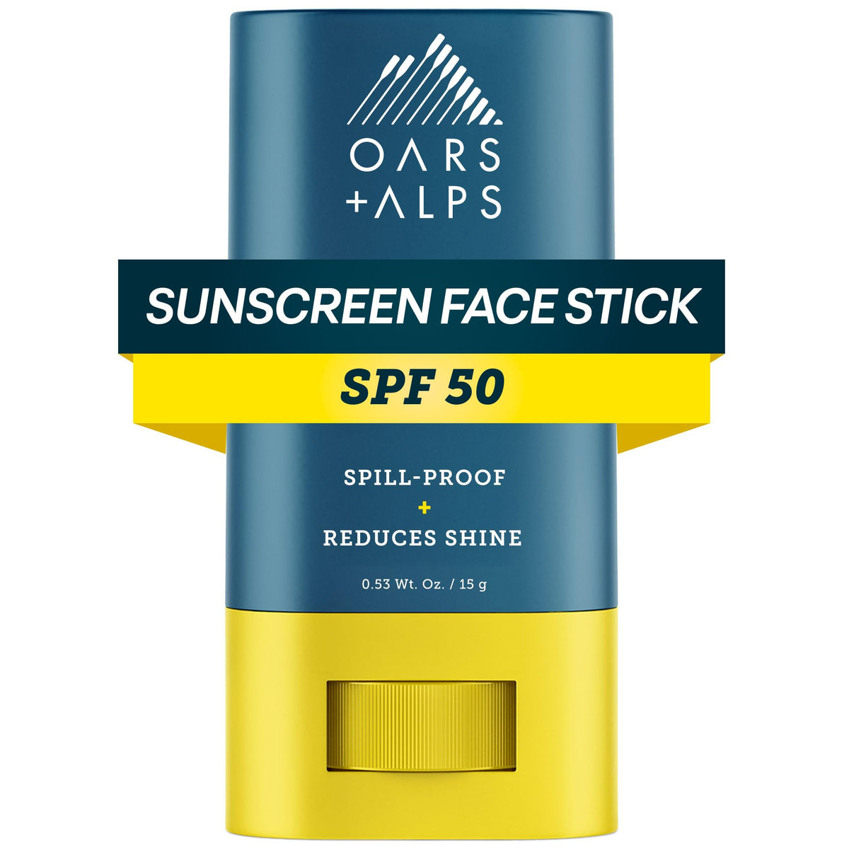 Oars + Alps SPF 50 Matte Face Sunscreen Stick, Derm Tested, 1pk,.53oz
