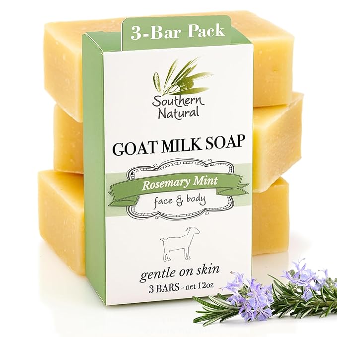 Southern Natural Goat Milk Soap Bar Rosemary Mint, 3 Pack, Sensitive Skin