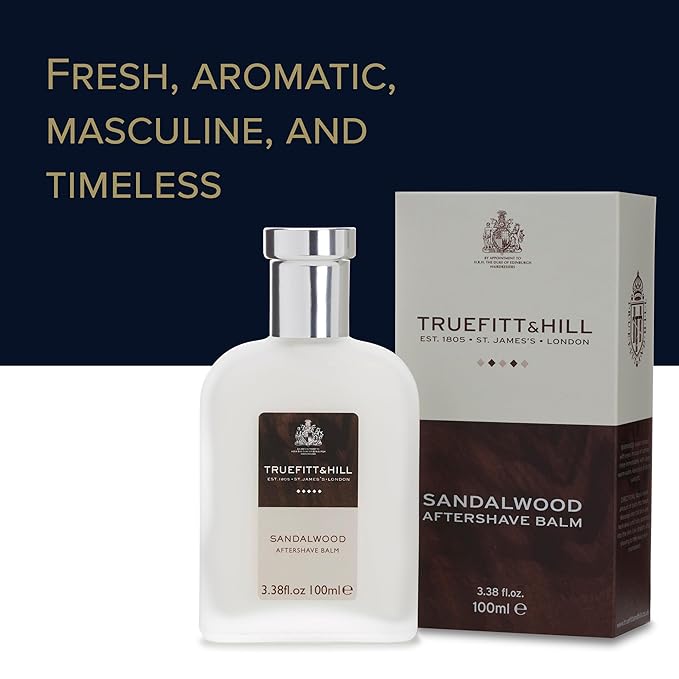 Truefitt & Hill Sandalwood After Shave Balm for Men, Fresh Classic scent, 3.38 oz.