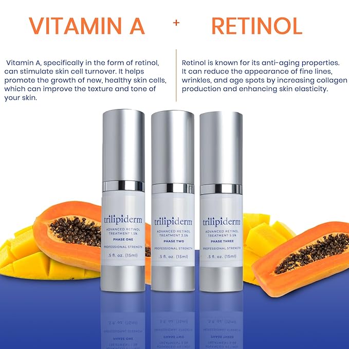 Trilipiderm Advanced Retinol Serum for Face, 3-Phase Anti Aging, 0.5 oz