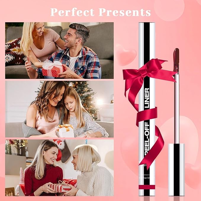 Lip Stain - Peel Off Lip Liner, Long Lasting Lip Liner with Matte Finish, Waterproof & Transfer Proof Lip Gloss, Non-Stick Cup & Highly Pigmented Color, Easy to Use for All Skin Types (Dark Red)