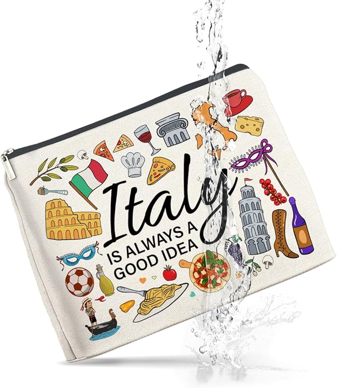 UPNEGE Italy Travel Cosmetic Bag, Multicolor, Waterproof, Zipper Closure, Double-Sided Printing, Rectangular, 9.6"L x 6.7"H, Perfect for Travel and Daily Use