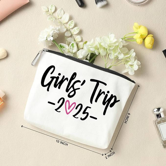6 PCS Girls Trip Gifts Favors 2026 Girls Weekend Gifts for Women Bestie Gifts Friend Gifts Girls Trip Favors for Best Friend Sister Lady Friendship Holiday Vacation Makeup Bag Weekend Bags for Women