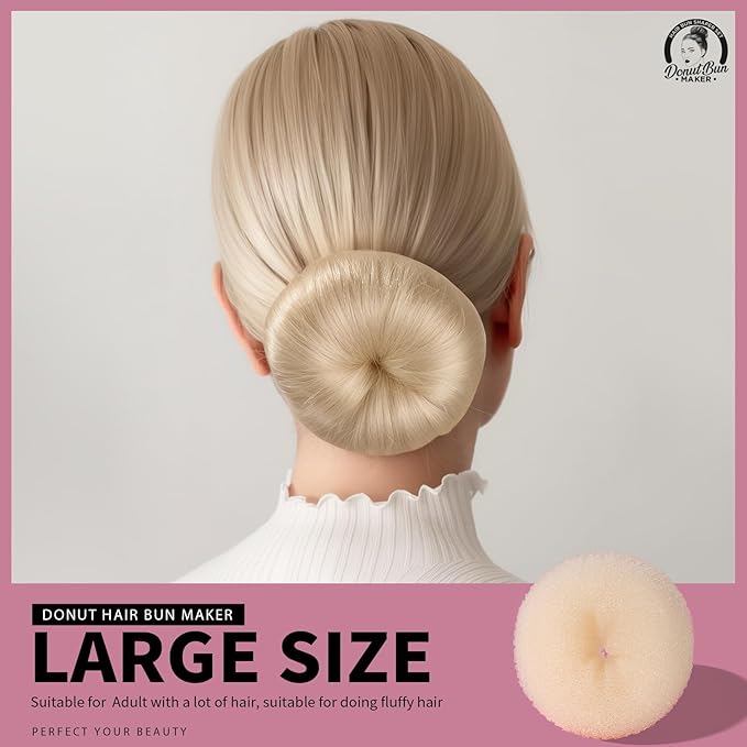 Teenitor 4 Pcs Hair Donut Hair Bun Maker(Extra-large, Large, Medium, Small) with Hair Pins 20 Pcs, Blonde
