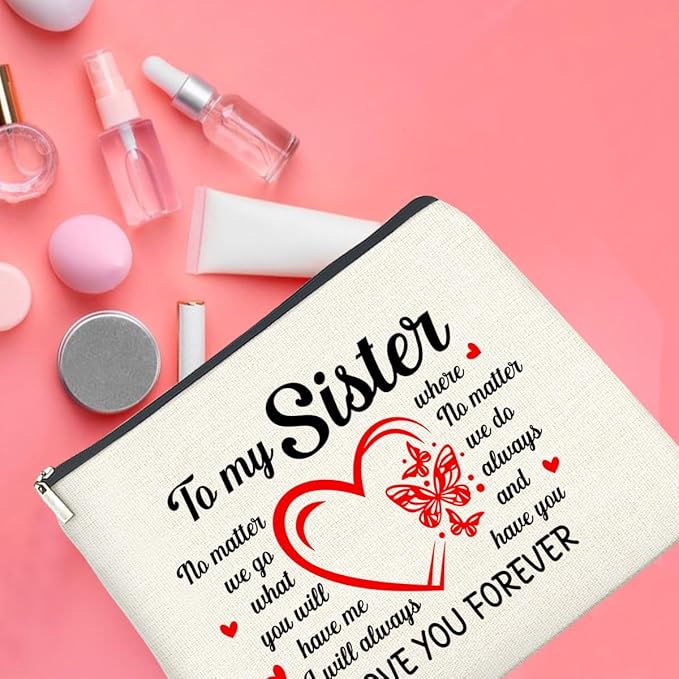 UPNEGE Sister Gifts Makeup Bag Christmas Birthday Gifts for Sister Cosmetic Bag Zipper Makeup Pouch