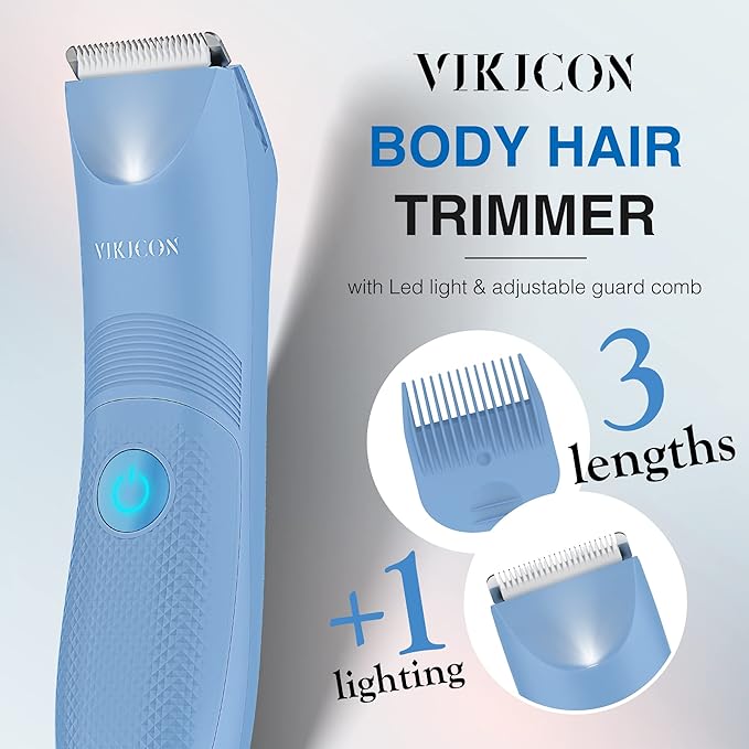 Bikini Trimmer for Women, No-Nick Electric Razor for Sensitive Skin, Blue