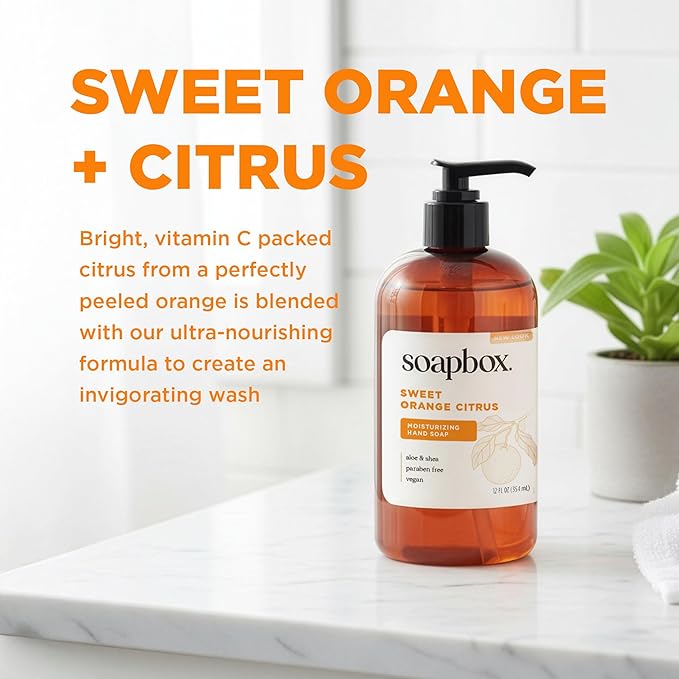 Soapbox Sweet Orange Citrus Liquid Hand Soap - Moisturizing Hand Wash - 3pk