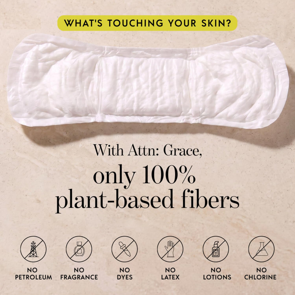 Attn: Grace Hybrid Incontinence Pads for Women - Plant-Based, 28 Count