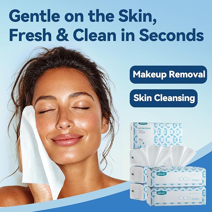 Winner Disposable Face Towels, 100% Cotton, 3600 Count (36 Bags)