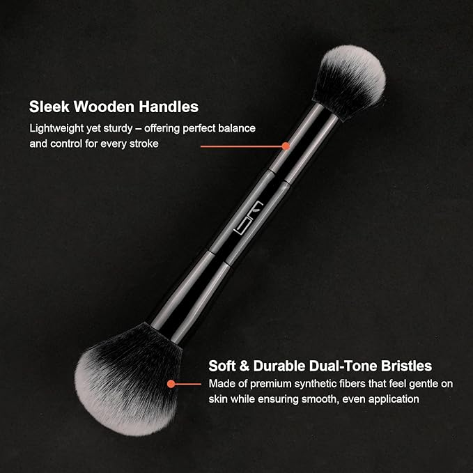 Brush Master 4Pcs Duo End Makeup Brushes, Foundation, Powder, Contour, Concealer, eye makeup Brush, Double-ended Multi-functional Synthetic Cosmetic Tools Makeup Brushes(Black)