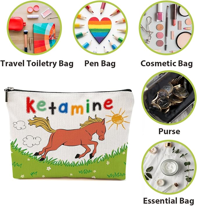 BQXH Nurse Practitioner Gifts Makeup Bag, Nurse Accessories Funny Horse Cosmetic Bag, Travel Organizer Zipper Pouch Thank You Gifts for Women Coworker Physician Assistant Nurses Week
