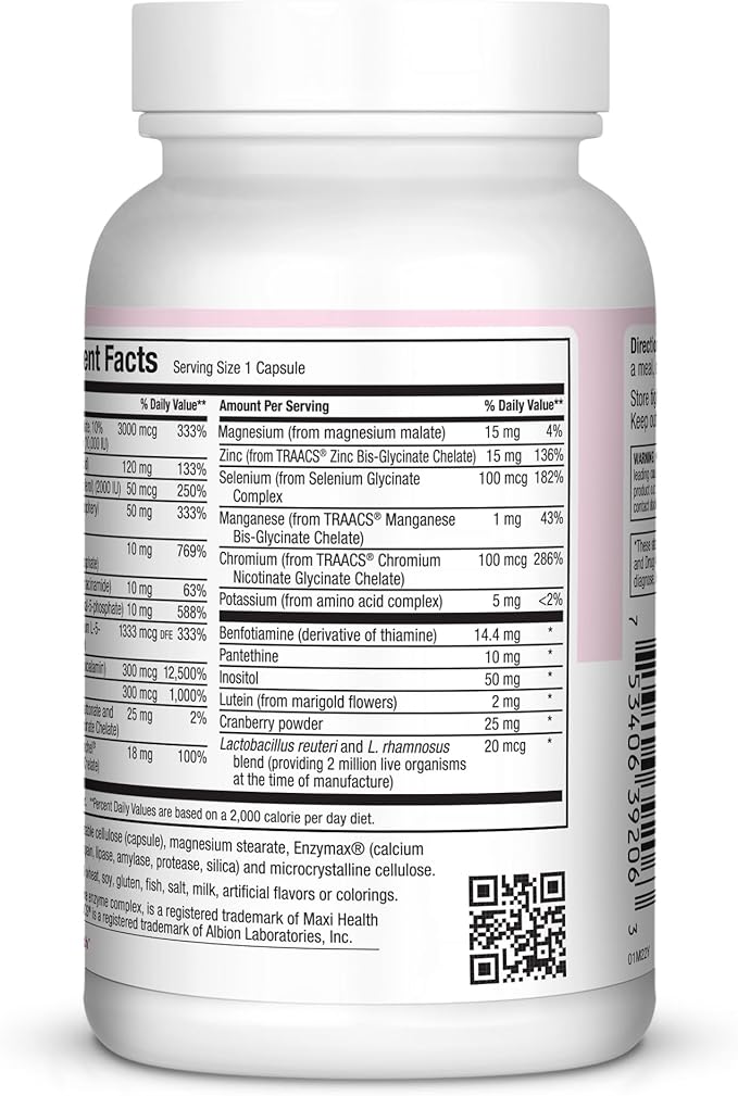 Womens Multivitamin – Methylated Multivitamin for Women with 23 Key Vitamins C, D, B6, B12, Calcium, Probiotics, Biotin & More - Energy, Skin, Nails & Gut Health Support - Kosher 60 Capsules
