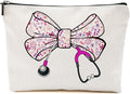 BQXH Nurse Gifts, Pink Bow Makeup Bag, Nurse Accessories Funny Cosmetic Bag