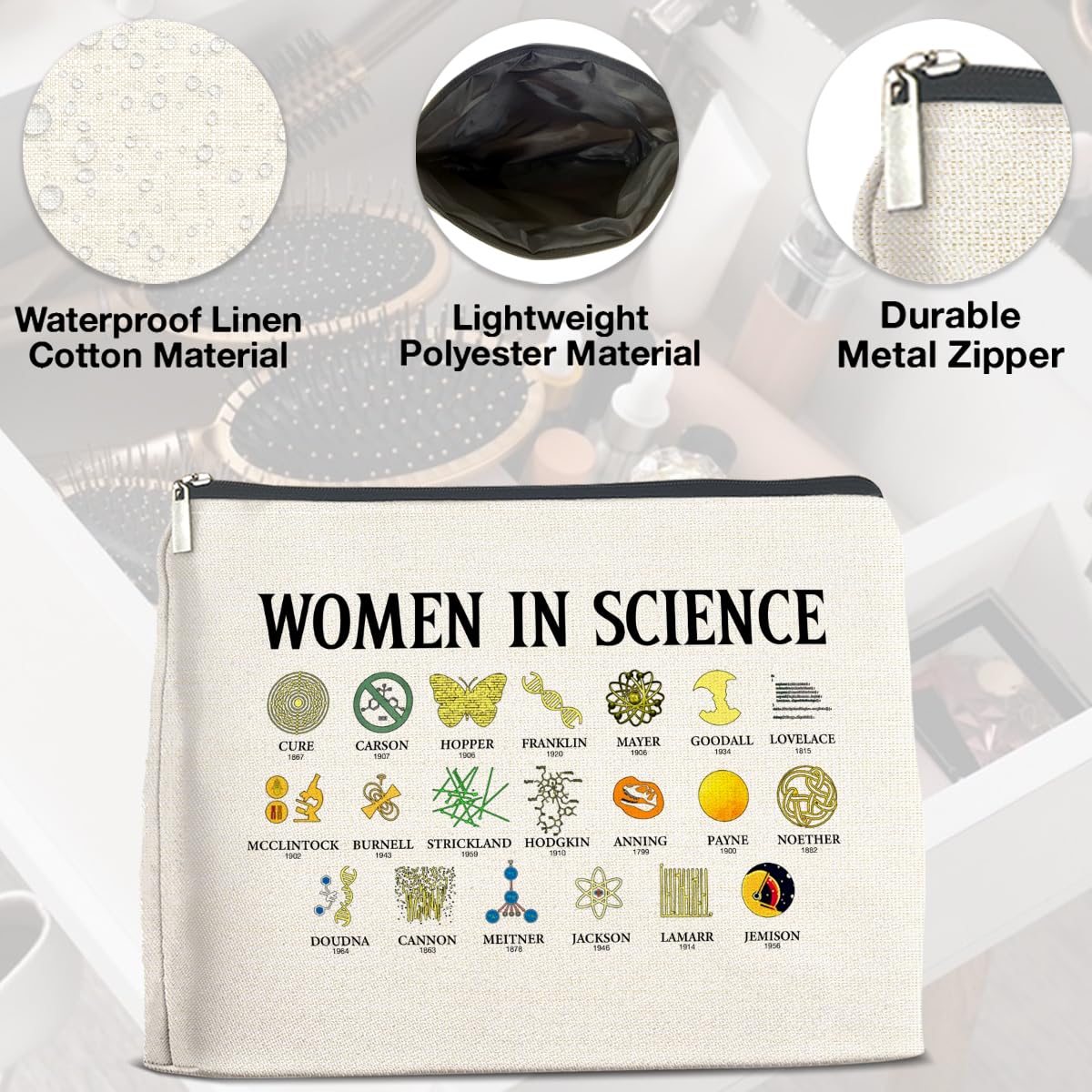 UPNEGE Science Gifts for Teachers Women Science Lovers Makeup Bag