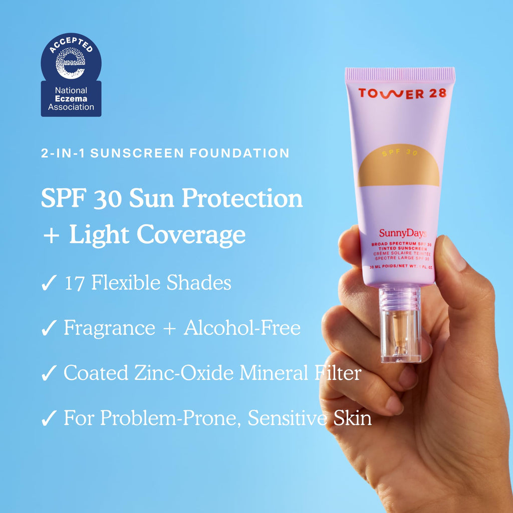 Tower 28 SunnyDays SPF 30 Tinted Sunscreen Foundation, Shade 50 (1 oz)
