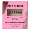 Silly George Pop-On Singles, 24 Pre-Glued Clusters, Black Rosy 12mm