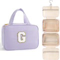TOPEAST 2025 Graduation Gift - Hanging Toiletry Bag for Women, Travel Toiletry Bag Makeup Bag, Personalized Travel Essentials for Women - Letter G, Purple