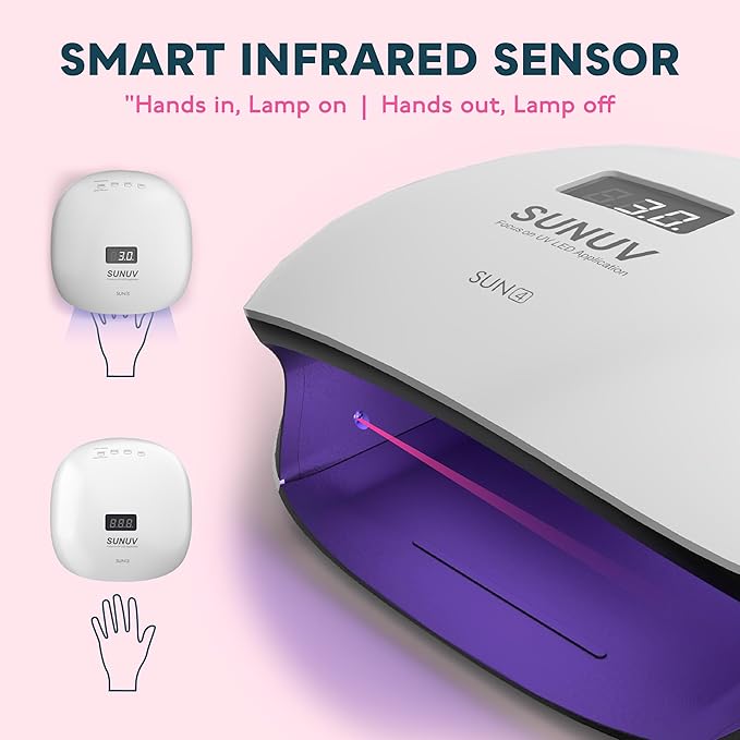 SUNUV UV LED Nail Lamp, UV Light for Nails Compatible with All Gel Polish, 36 LEDs with 4 Timer Settings, LCD Display for Home Salon (Black)