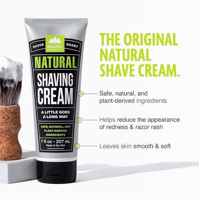 Pacific Shaving Company Natural Men's Shaving Cream, 7 Oz (2 Pack)