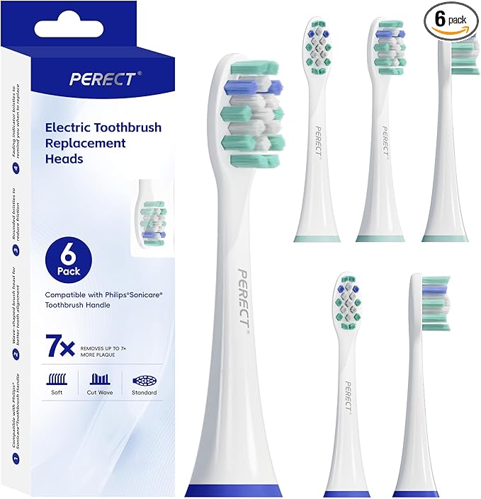 PERECT Replacement Toothbrush Heads for Philips Sonicare, 6 Pack