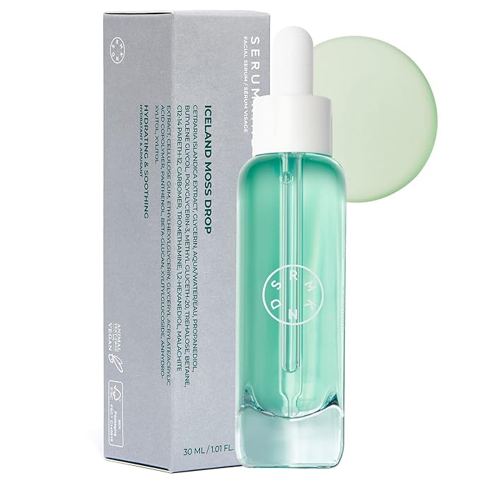 SERUMKIND Iceland Moss Drop Serum, Long-lasting Deep Hydration with Beta Glucan & Panthenol, Soothing & Non-Sticky Moisture Balance, Korean Skincare (1.01 fl oz / 30 ml)