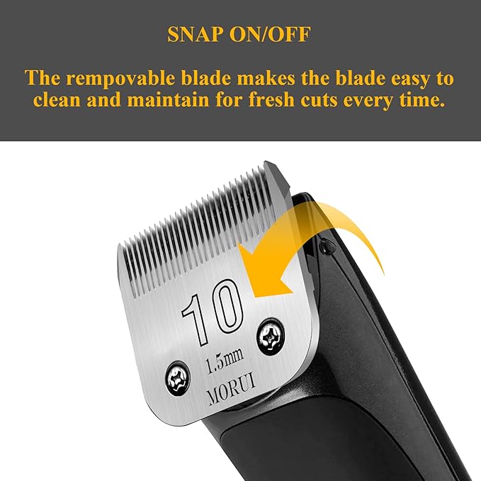 morui Detachable Pet Dog Clipper Blades UltraEdge Compatible with Oster A5,Wahl KM10 Series Clippers (10# 1.5mm- 2 Pack)