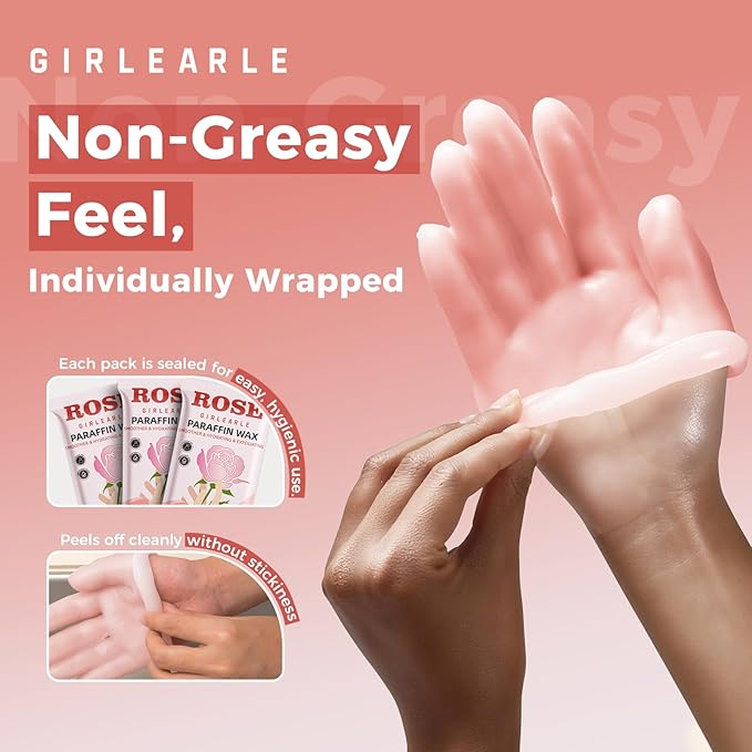 GIRLEARLE Paraffin Wax Refills 10 Packs for Paraffin Wax Bath Machine - for Dry Cracked Skin on Hands, Feet, Elbows - Moisturizing Hydration to Relieve Stiff Muscles & Joints (Rose)