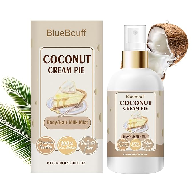 BlueBouff Body Hair Milk Mist, Hydrating And Moisturizing Spray, Long-Lasting Fragrance, Natural Hydrating And Moisturizing Body Mist(Coconut)