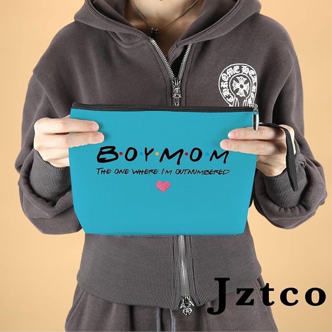 Jztco Boy Mama Makeup Bag, Baby Shower Gifts for Mom First Time Blue