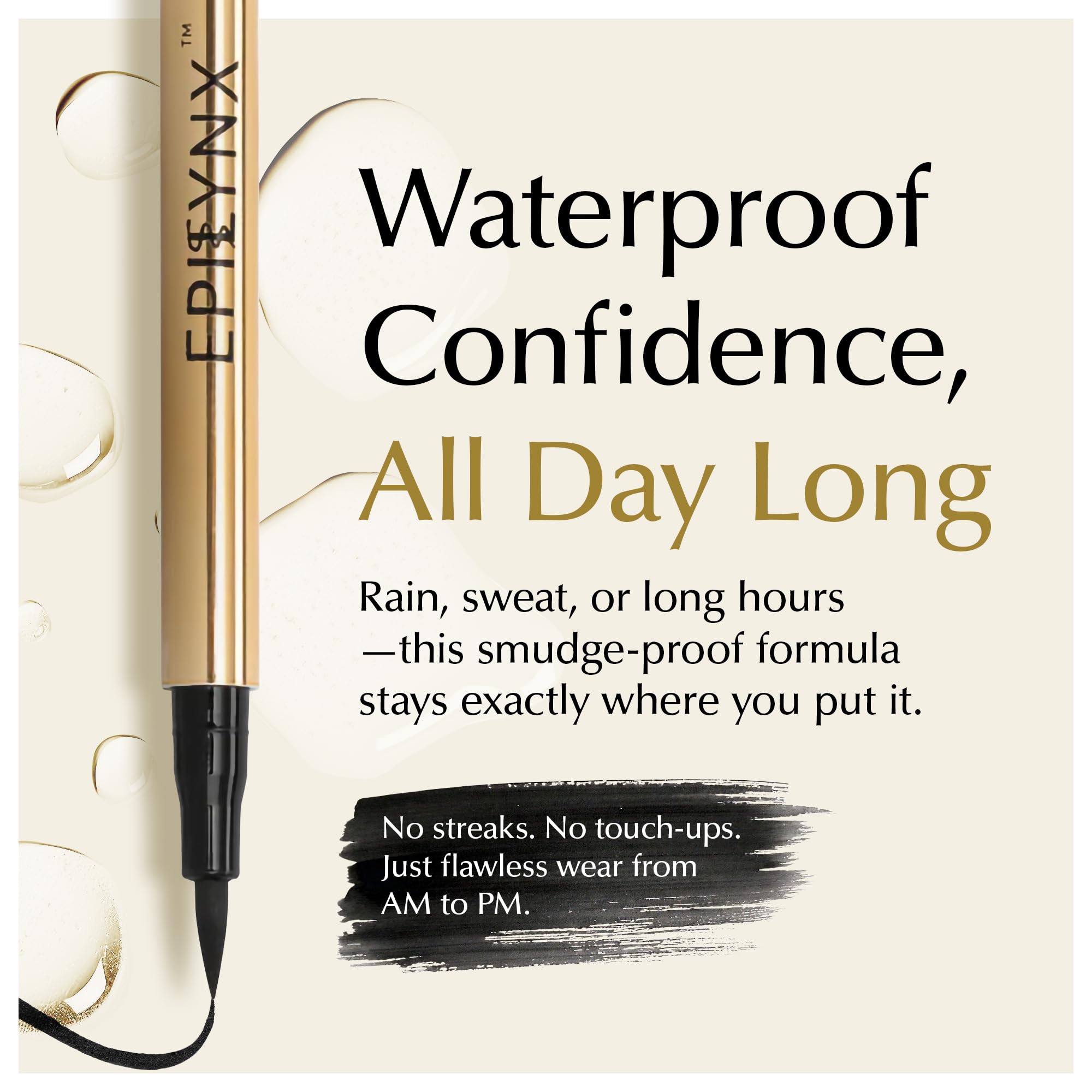 EPILYNX Liquid Eyeliner, Waterproof Hypoallergenic Vegan, Black, 2mL