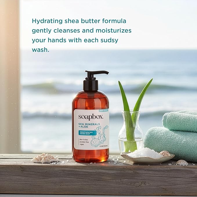 Soapbox Sea Minerals & Aloe Liquid Hand Soap - Moisturizing Hand Wash - 3pk