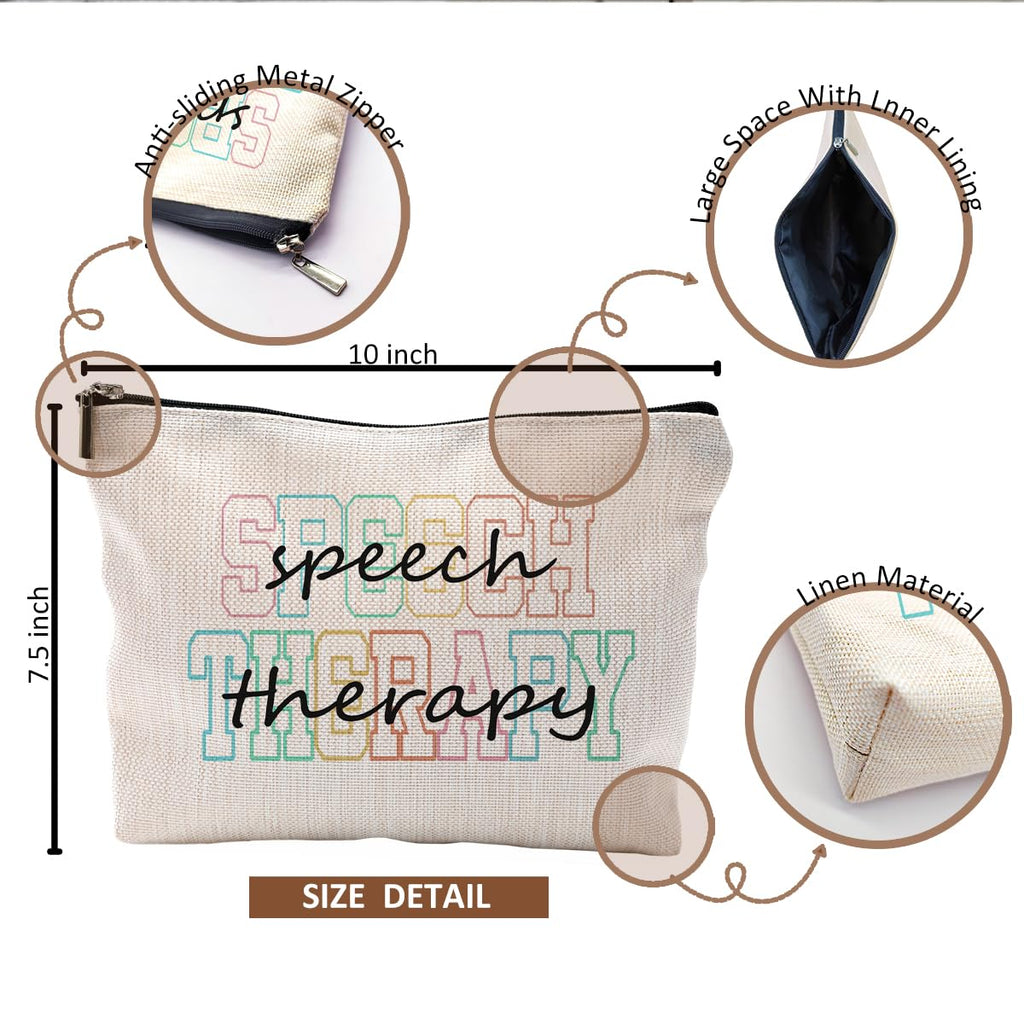 QGFM Makeup Bag for Women - Speech Therapist & SLP Gifts, Cosmetic Bag for Purse