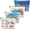 4PCs Beach Vacation Cosmetic Bag Girls Trip Gifts Favors, Cruise Makeup Bag