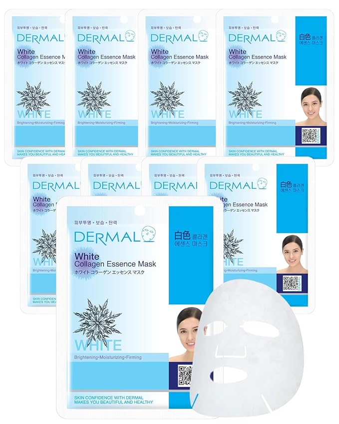 DERMAL Mulberry Collagen Essence Korean Sheet Mask, Hydrating, 10 Pack